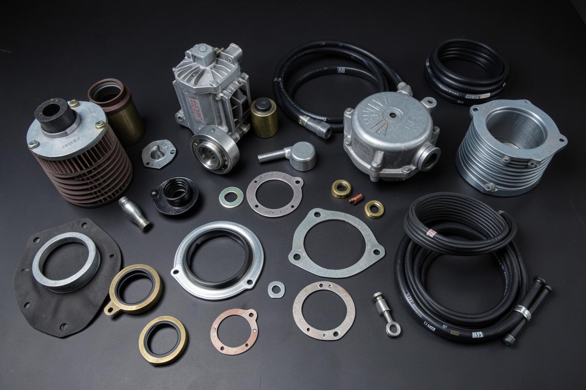 Genuine generator spare parts including filters, hoses and gaskets